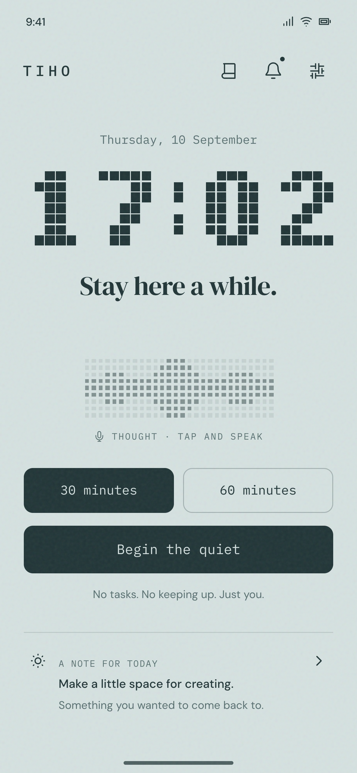 Tiho main screen
